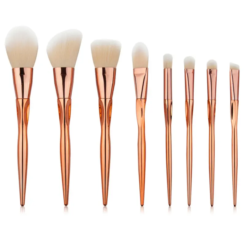 8Pcs Rose Golden Heart-Shaped Makeup Brushes Set Blush Contour Eyebrow Lip Foundation Make Up Brush Cosmetic Beauty Tool 1