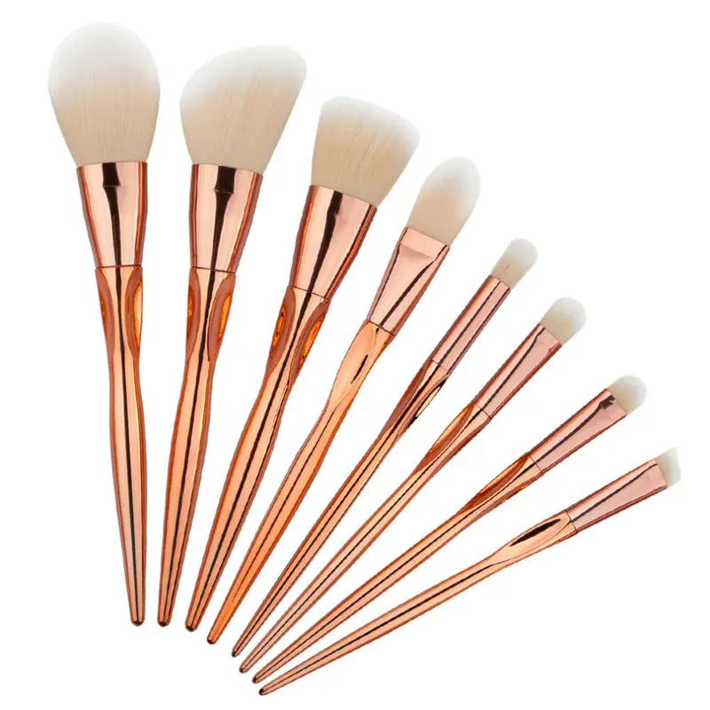 8Pcs Rose Golden Heart-Shaped Makeup Brushes Set Blush Contour Eyebrow Lip Foundation Make Up Brush Cosmetic Beauty Tool 2