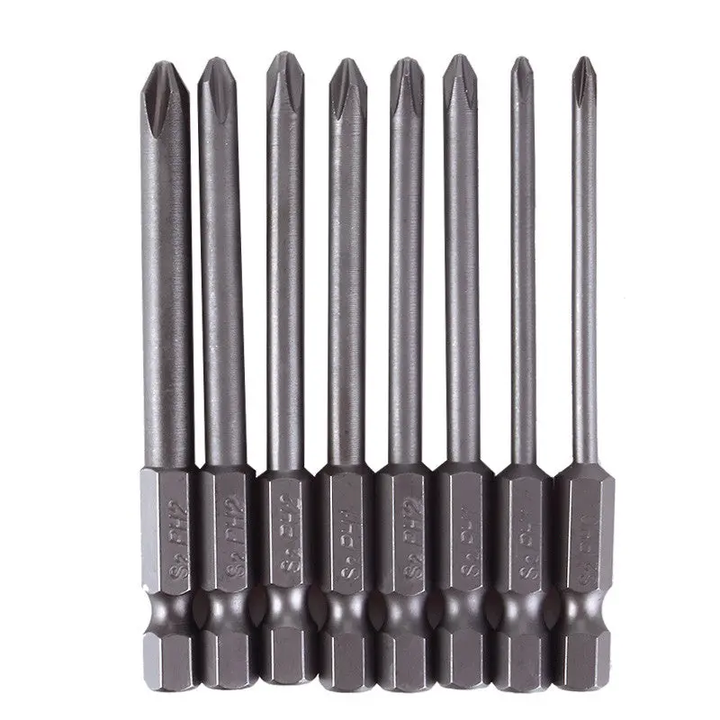 8Pcs Shank 1/4 Inch S2 Alloy Steel Magnetic Hex Cross Head Screwdriver Bits Set Ph0 Ph1 Ph2 Screwdriver Head 91149 1