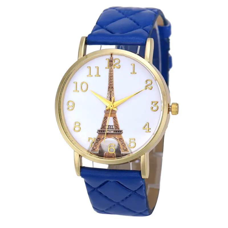 9 Candy Colors Watches Watches Women Printed Paris Eiffel Tower Casual Hour Women Faux Leather Quartz Wrist Watch Relogio 1