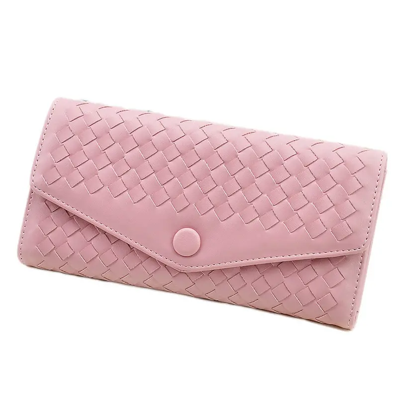 9 Colors Forward Weave Pu Leather Cover Flip Purse Card Holder Hbags Clutch Hasp Wallet Bag 1