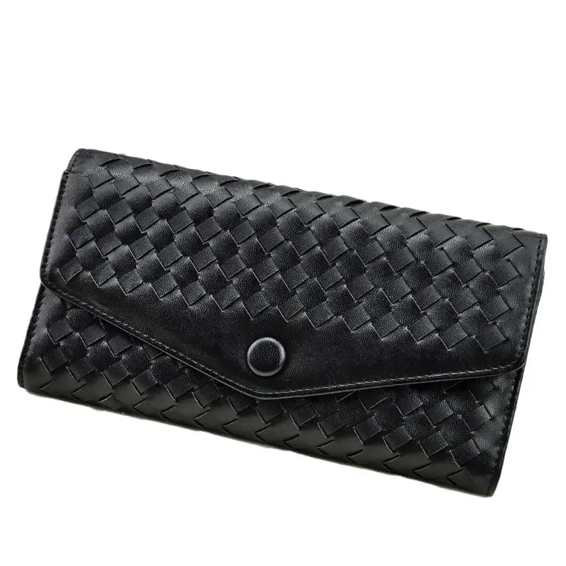 9 Colors Forward Weave Pu Leather Cover Flip Purse Card Holder Hbags Clutch Hasp Wallet Bag 2