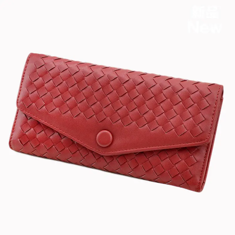 9 Colors Forward Weave Pu Leather Cover Flip Purse Card Holder Hbags Clutch Hasp Wallet Bag 3