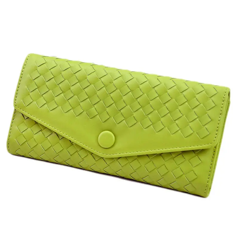 9 Colors Forward Weave Pu Leather Cover Flip Purse Card Holder Hbags Clutch Hasp Wallet Bag 5