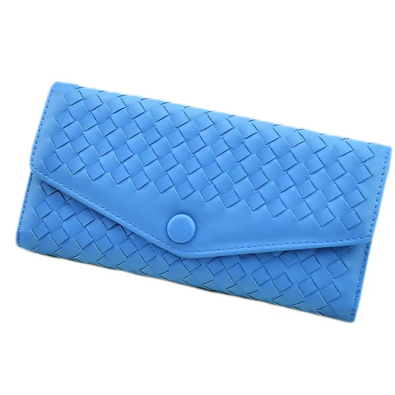 9 Colors Forward Weave Pu Leather Cover Flip Purse Card Holder Hbags Clutch Hasp Wallet Bag 7