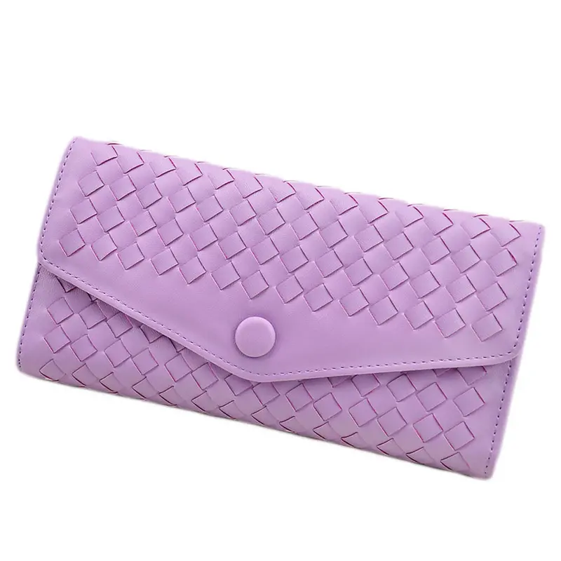 9 Colors Forward Weave Pu Leather Cover Flip Purse Card Holder Hbags Clutch Hasp Wallet Bag 9