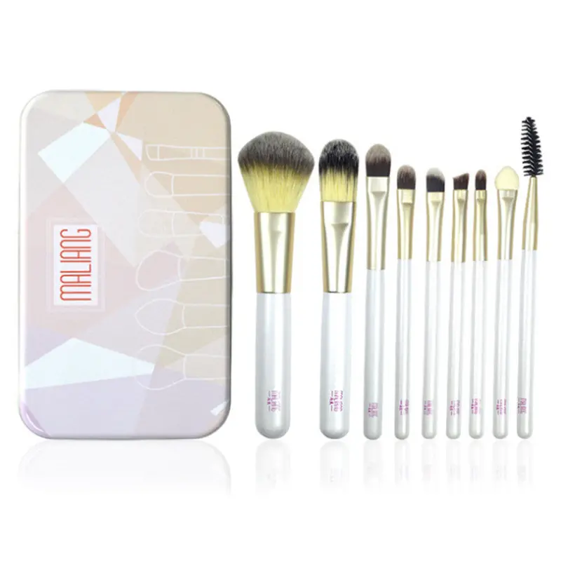 9 Pcs Makeup Tool Kits Foundation Brush Animal Hair Makeup Brush Set With A Iron Brush Box 1