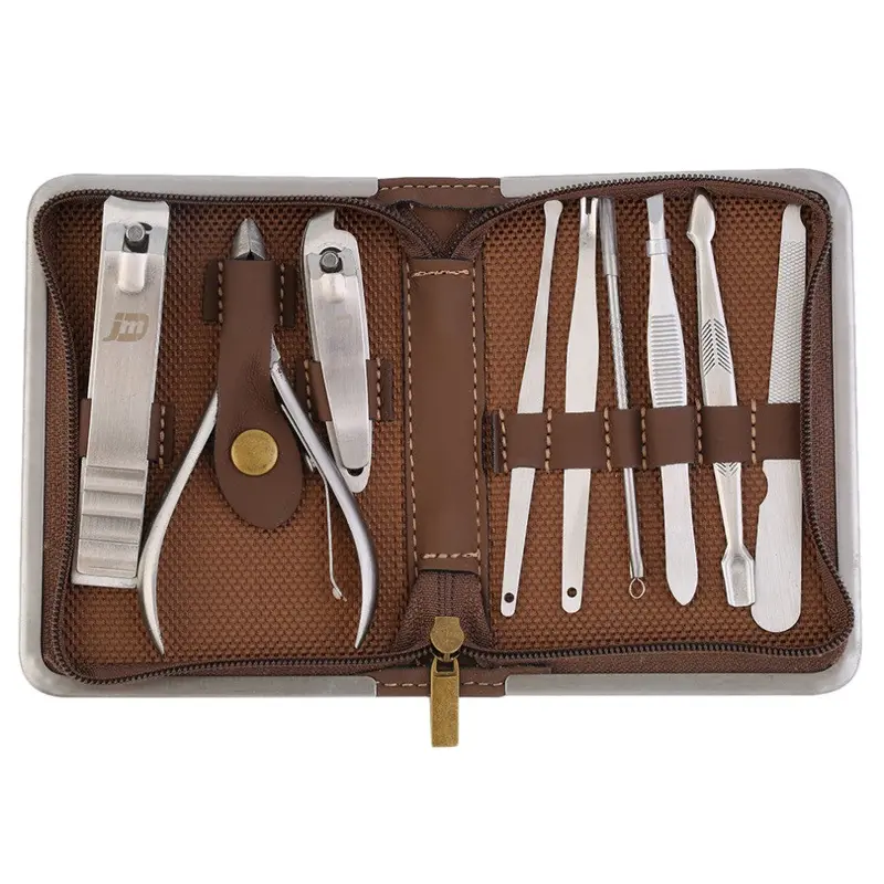 9 Pcs Stainless Steel Nail Cutter Pedicure Icure Set Travel Case Ch-C1 Great For Travel And Daily Life 1