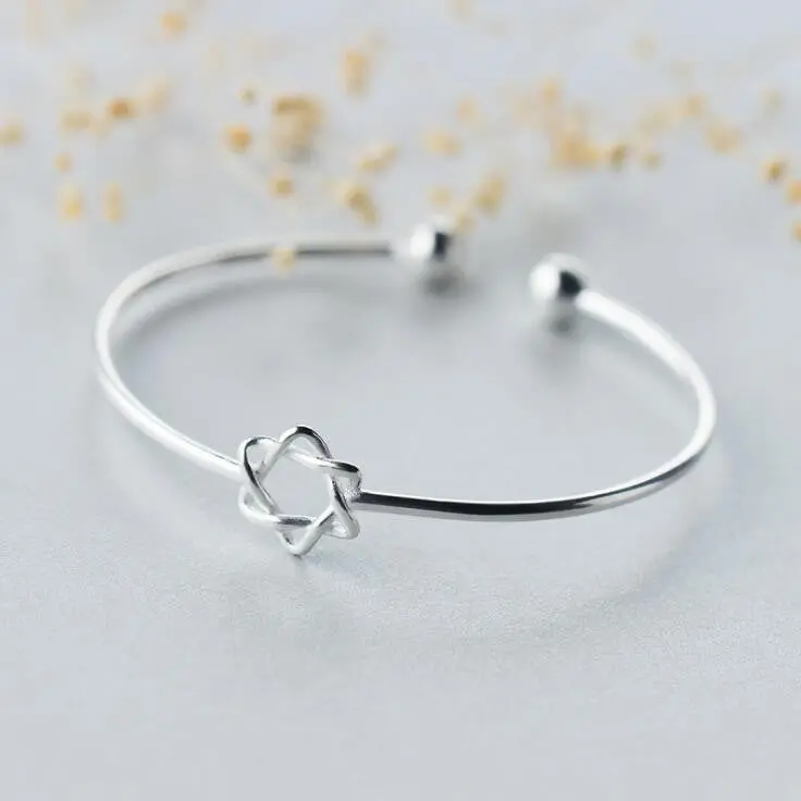 925 Silver Bangles Open Star Cuff Bangles Sysz011 1