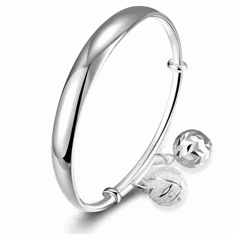 925 Silver Bangles Smooth Lob Women Wedding Bracelet Ruby Jewelry Hbb 44 1