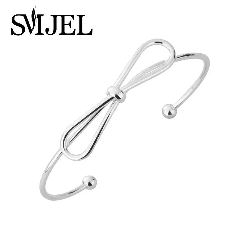 925 Silver Bowknot Bracelet Bangles Wedding Gifts Sysz003 1