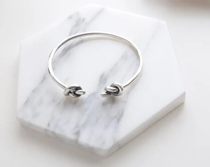 925 Silver Bracelet Bangles Adjustable Antique Silver Double Knot Bracelet Bangles Sysz006 2