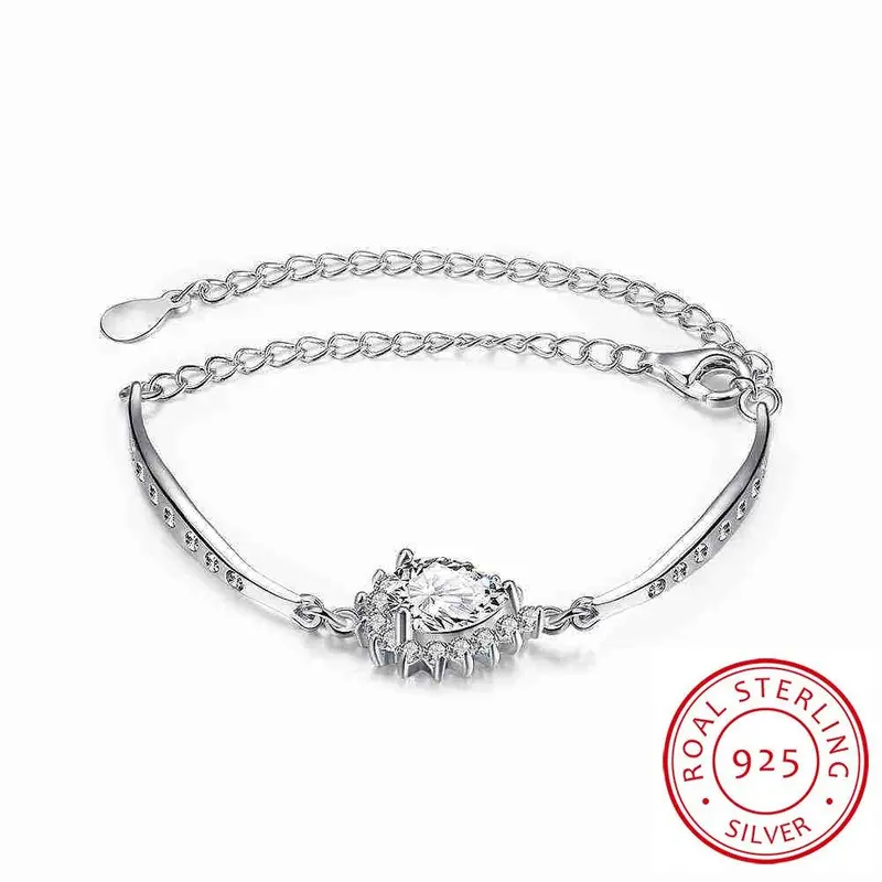 925 Silver Bracelets &Amp; Bangles Crystal Flower Pulsera Collier Plastron Stvh 54 1