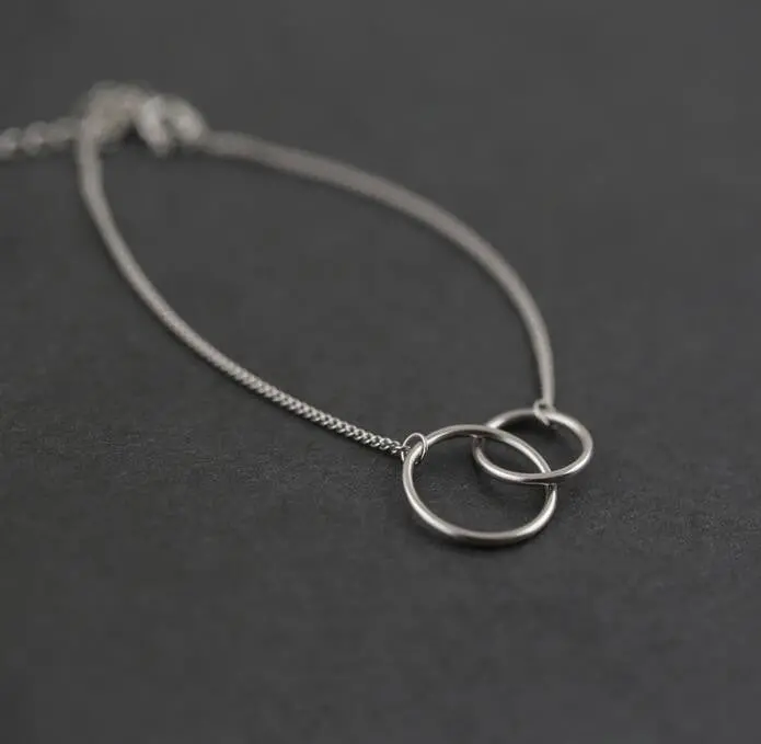 925 Silver Cuff Bracelets Linked Circle Chain Bracelets B068 1