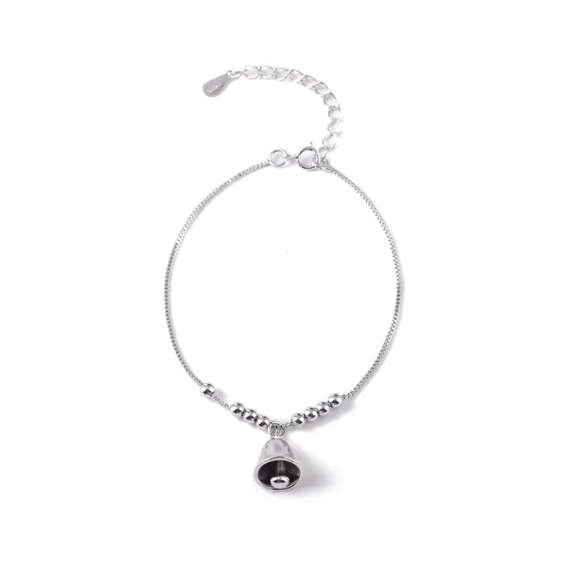 925 Silver Cute Small Bell Charm Cuff Bracelets Girls Birthday Gift B052 1