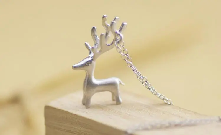 925 Silver Delicate Reindeer Necklaces Deer Necklace Cute Animal Necklace Party Christmas Gift Syxl008 1