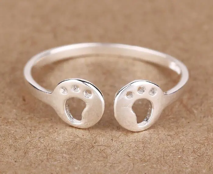 925 Silver Double Cat Paw Rings Adjustable Pug Rings Syjz032 1