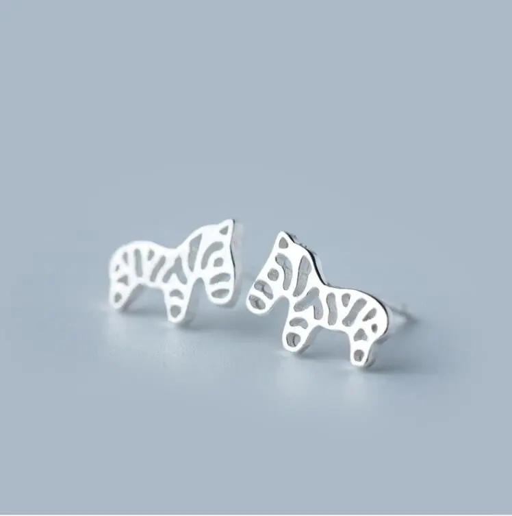 925 Silver Earrings Animal Zebra Stud Earrings Horse Earring Gift Syed033 1