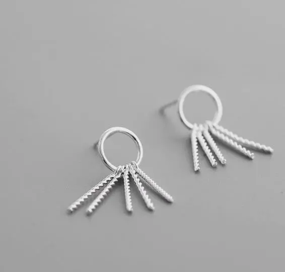 925 Silver Earrings Geometric Tassel Circle Stud Earrings Gifts Syed102 1