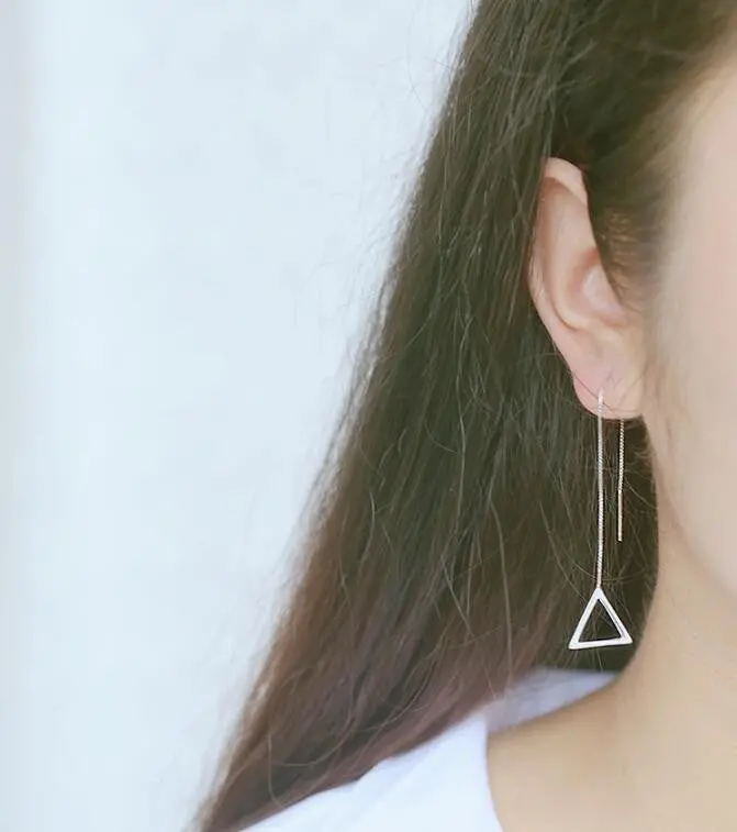 925 Silver Earrings Geometric Triangle Hanging Earrings Circle Stud Earrings Syed090 1