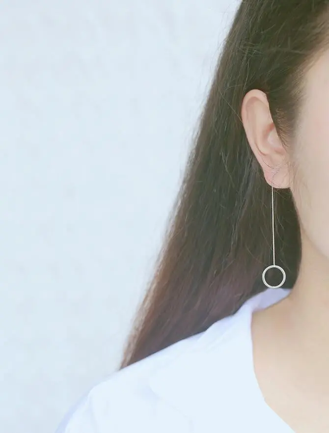 925 Silver Earrings Geometric Triangle Hanging Earrings Circle Stud Earrings Syed090 2