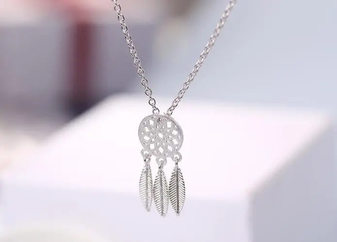 925 Silver Ethnic Tassel Dreamcatcher With Feathers Pendant Necklace Gift Bijoux Syxl020 2