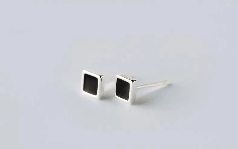 925 Silver Geometric Oil Triangle Stud Earrings Gift Syed049 1