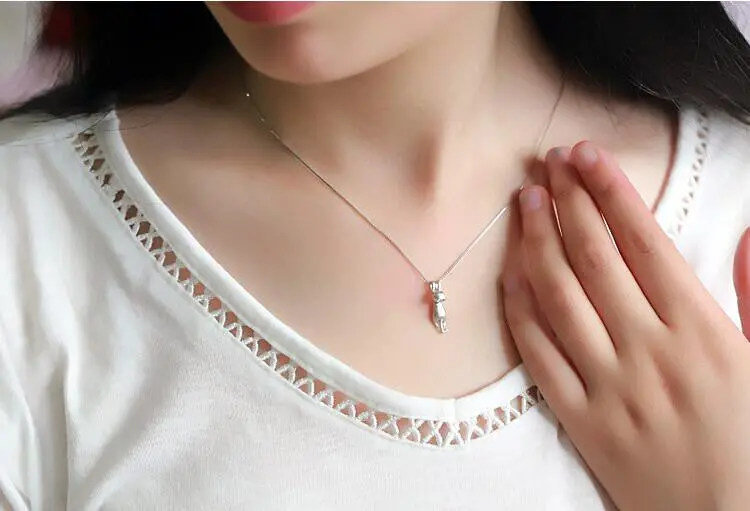 925 Silver Hanging Cat Necklace Minimalist Animal Kitty Necklaces Her Party Gift Syxl004 1
