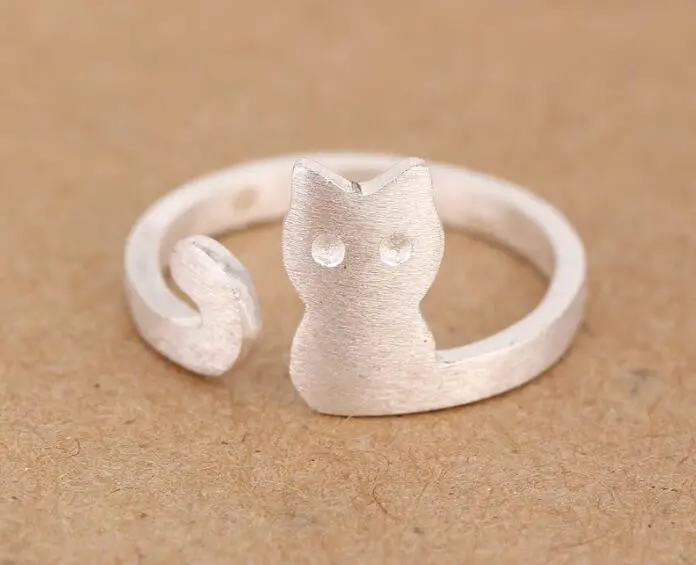 925 Silver Jewelry Adjustable Cat Rings Delicate Kitty Rings Syjz038 1