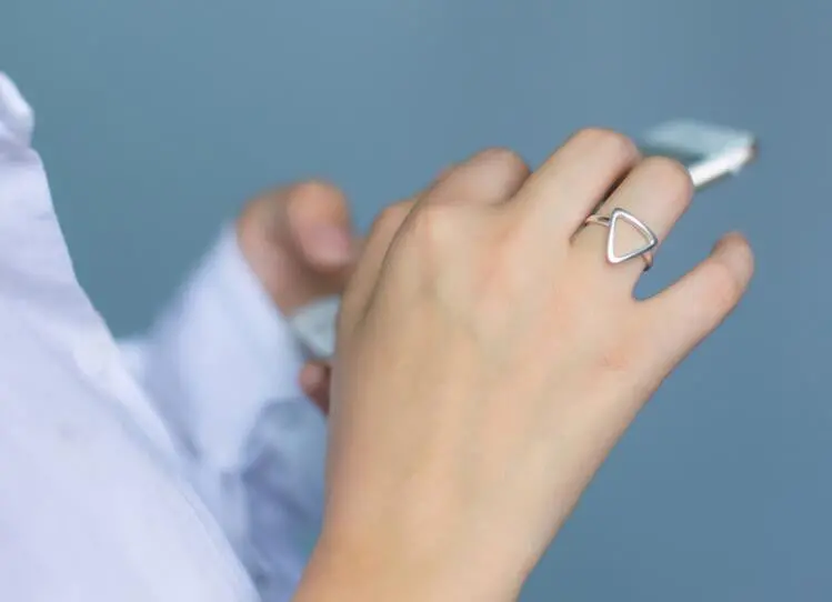 925 Silver-Jewelry Adjustable Geometric Triangle Rings Wedding Gift Syjz002 1