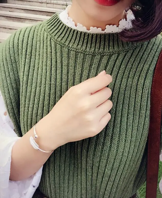 925 Silver Jewelry Adjustable Open Leaft Bangles Sysz009 2
