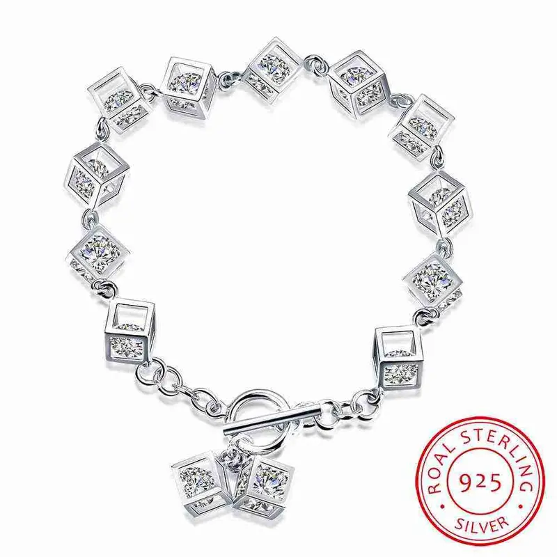925 Silver Jewelry Charm Bracelet White Box Stone Pulseira Masculina Joias Stvh 7 1