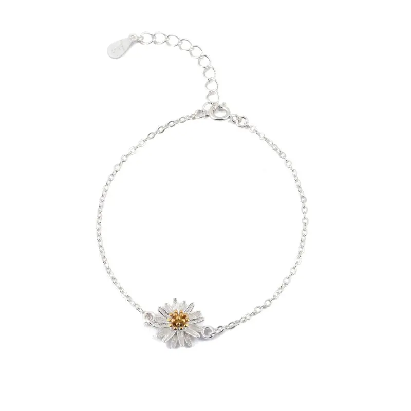 925 Silver Jewelry Chrysanthemum Daisy Bracelet Sunflower Cuff Bracelet Gift B049 1