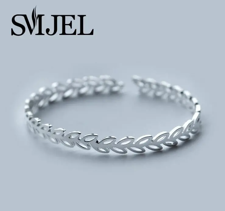 925 Silver Jewelry Cuff Bangles Adjustable Leaf Bracelet Bangles Sysz010 2