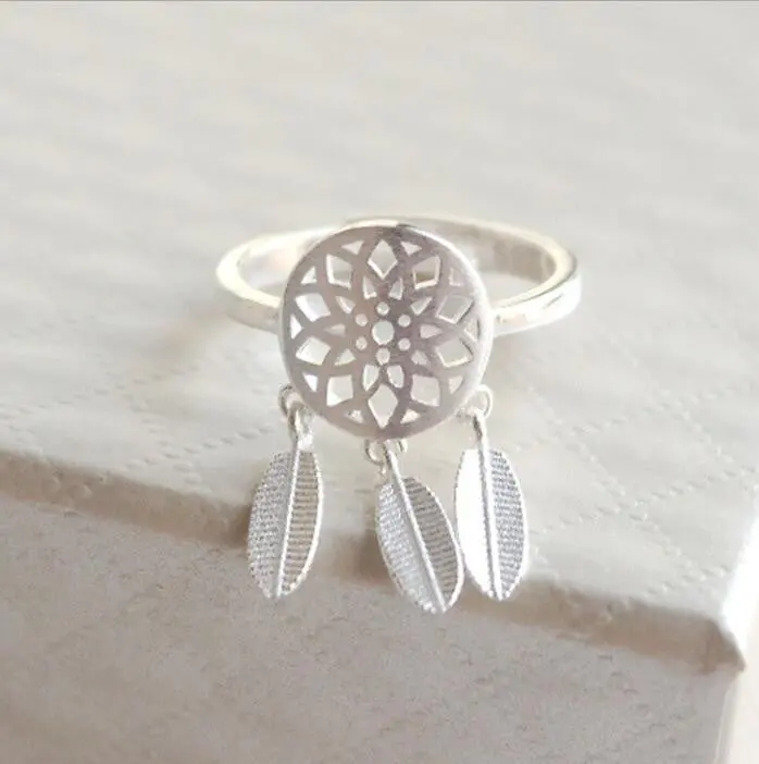 925 Silver Jewelry Ethnic Brushed Tassel Dreamcatcher With Feathers Rings Party Gift Syjz004 2