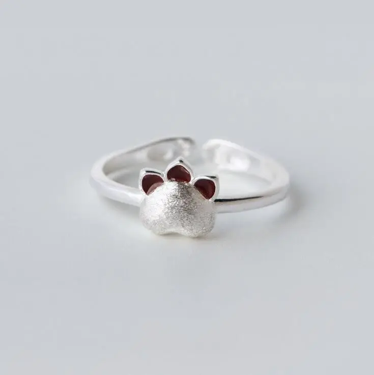 925 Silver Jewelry Lovely Cat Paw Rings Syjz017 1