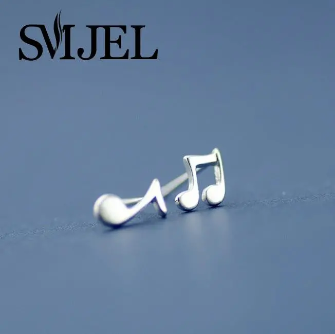 925 Silver Jewelry Music Note Stud Earrings Wedding Gift Syed086 2