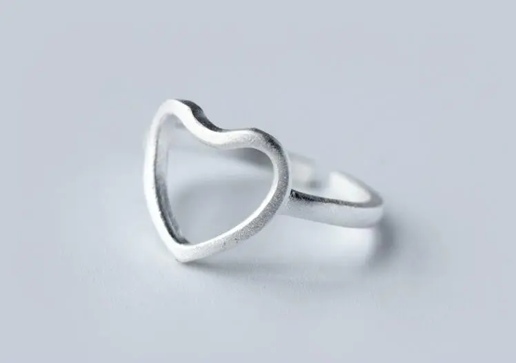 925 Silver Jewelry Open Heart Rings Simple Heart Rings Gift Wedding Syjz001 2