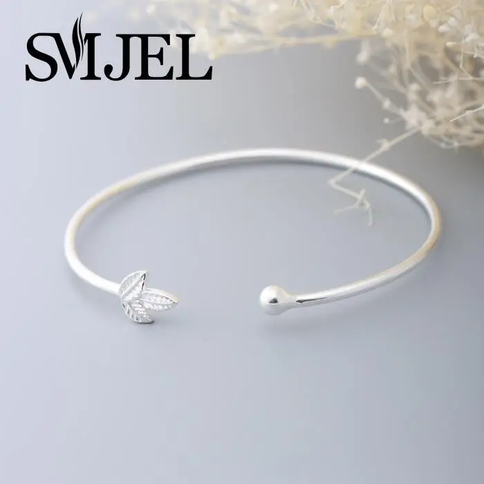 925 Silver Jewelry Open Leaf Bracelet Bangles Party Gifts Sysz013 2