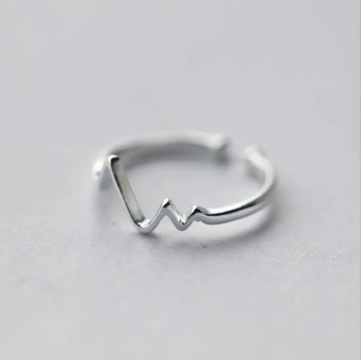 925 Silver Jewelry Rings Ajdustable Silver Wave Rings Girls Heartbeat Syjz006 2