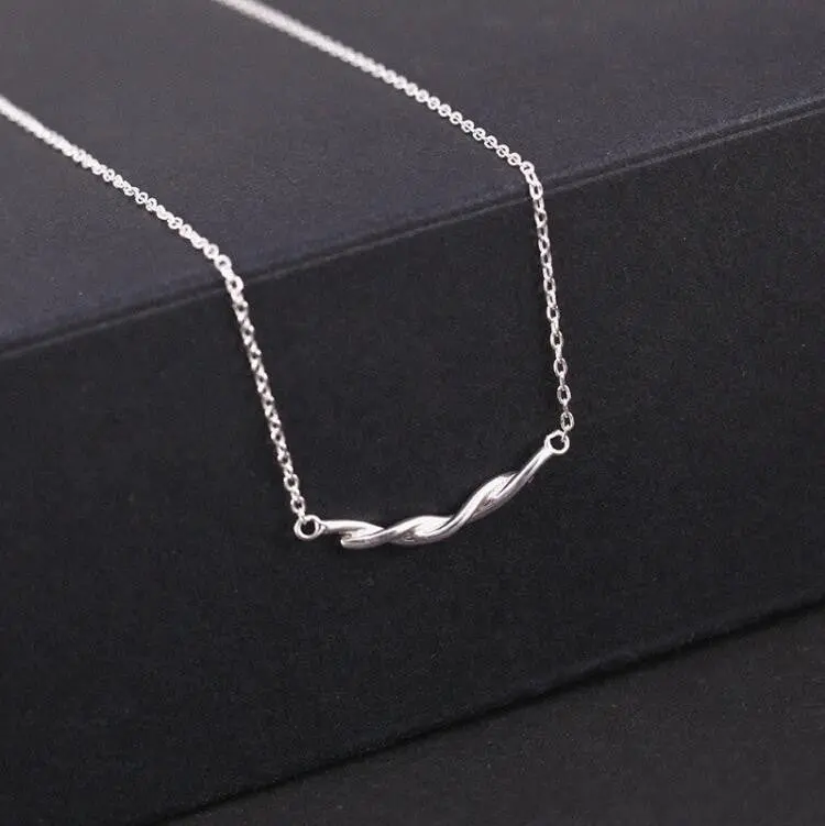 925 Silver Jewelry Twist Rope Pendant Necklace Party Gift Syxl032 1