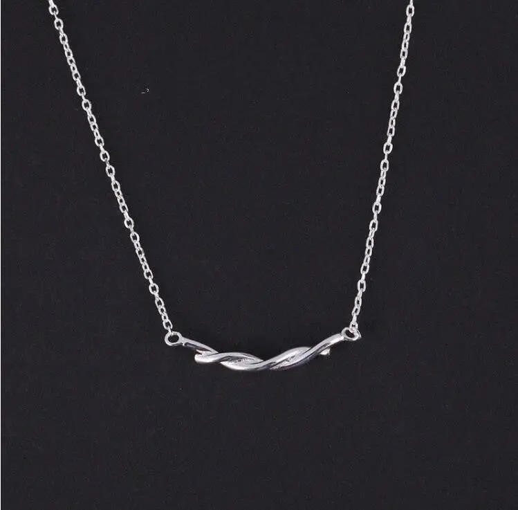 925 Silver Jewelry Twist Rope Pendant Necklace Party Gift Syxl032 2