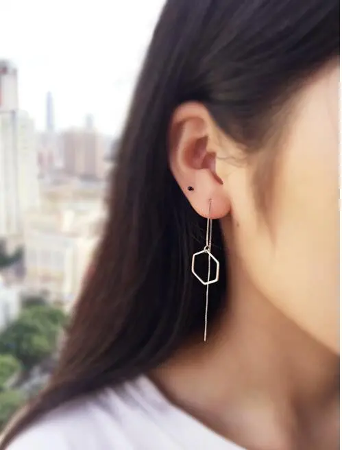 925 Silver Jewerly Earrings Geometric Hexagon Stud Earrings Syed103 2