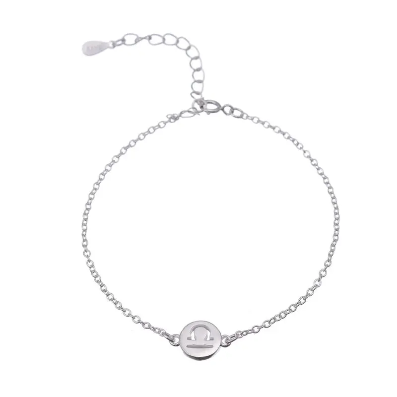 925 Silver Libra Bracelet 12 Zodiac Constellation Cufflinks Horoscope Astrology Disc Bracelet Gifts B058 1