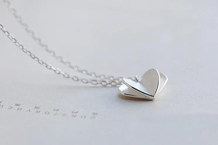 925 Silver Long Chain Dainty Necklaces Double Love Heart Pendant Necklace Gift Syxl021 2