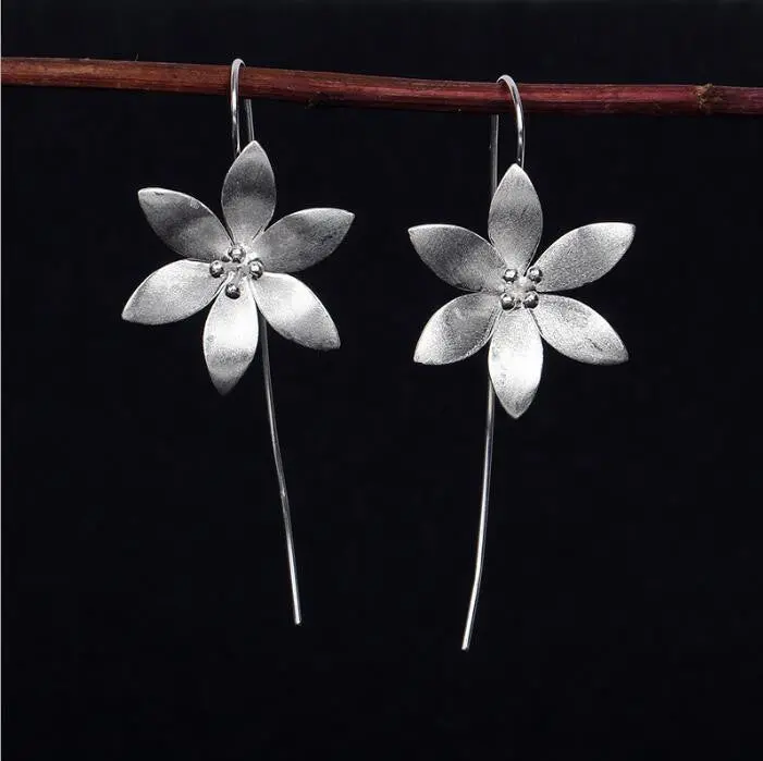 925 Silver Lotus Flower Earrings Big Size Flower Stud Earrings Syed108 1