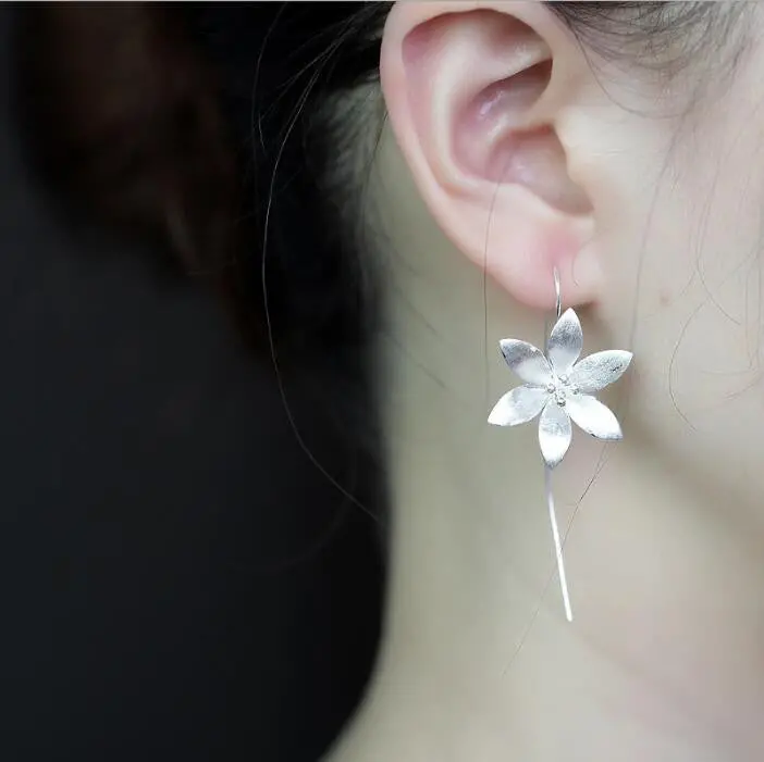 925 Silver Lotus Flower Earrings Big Size Flower Stud Earrings Syed108 2