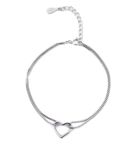 925 Silver Love Heart Bracelets Classic Wedding Bracelet Gifts Girl B045 1