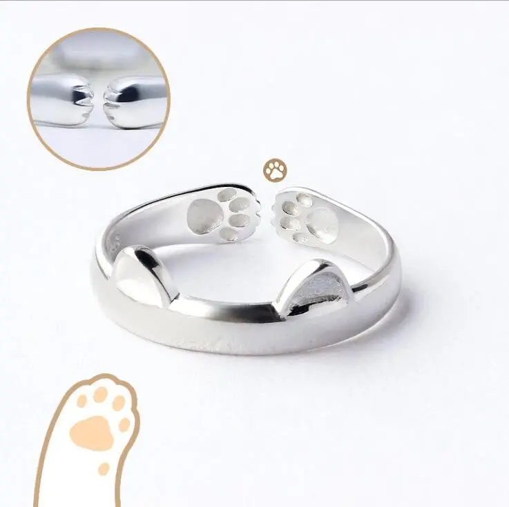 925 Silver Lucky Cat Ring Cute Animal Ring Cat Party Gift Syjz005 1