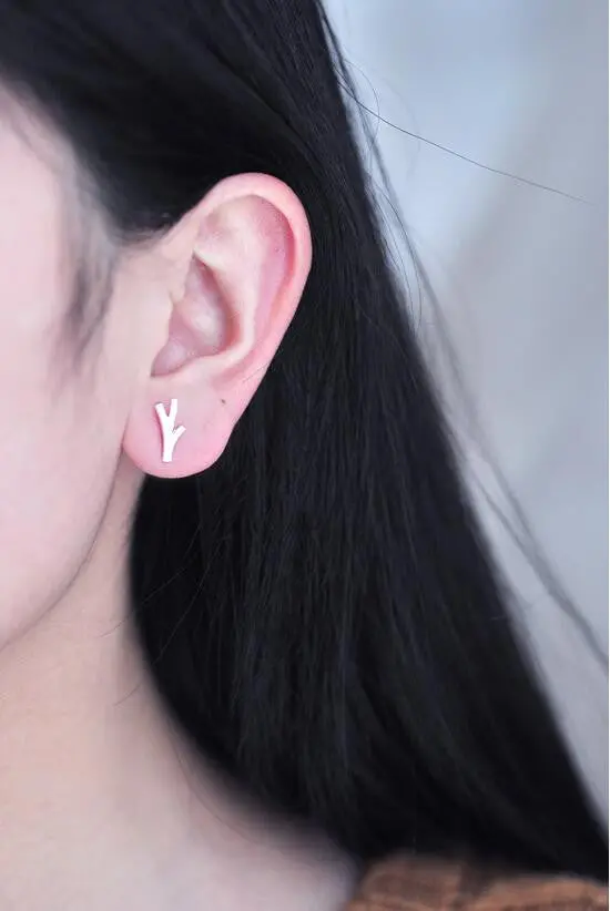 925 Silver Matte Branch Stud Earrings Delicate Antler Earrings Party Birthday Christmas Gift Syed047 1